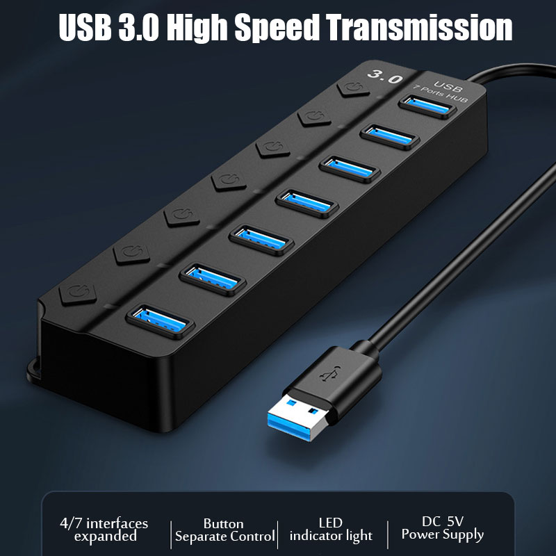 USB 3,0 Hub USB 2,0 Multi USB Splitter Hub 100cm Cable de largo expansor múltiple para ordenador portátil accesorios de PC adaptador Usb