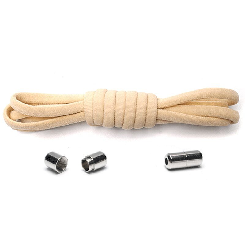 Cordones elásticos redondos sin lazos para niños y adultos, zapato Unisex, cordones para zapatillas, Color sólido, cierre rápido, 1 par: 16 Khaki