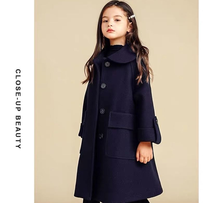 Chaqueta de lana para niña, abrigo de para niña, ropa de abrigo para niña, abrigo informal W424: navy / 8
