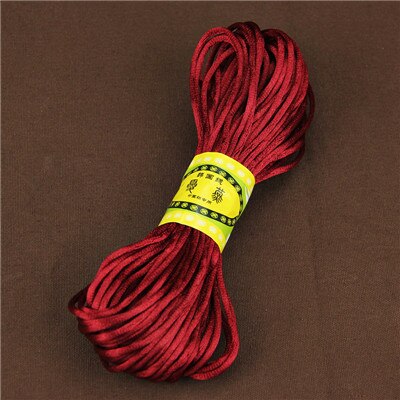 Cordón de nailon satinado MultiColor de 20 metros, cuerda sólida para cuentas para confeccionar joyas de algodón para bebés, de seda trenzada de 2,5mm: wine red