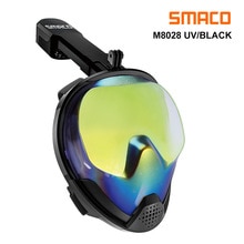 Smaco fuld snorkel maske med uv-beskyttelse anti-tåge aftageligt kamera mount 180 grader panoramaudsigt: Uv / S / m