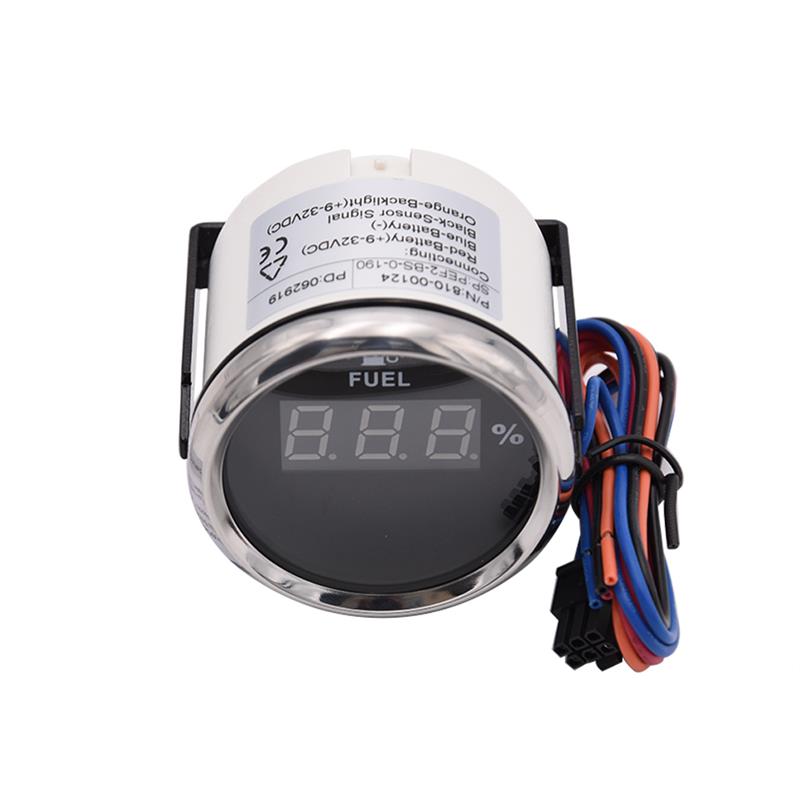 52mm Digital LED Fuel Meter Motorcycle Gauge 0-190ohm 240-33ohm Fuel Level Meter for Car Boat Marine Red Backlight 12V/24V
