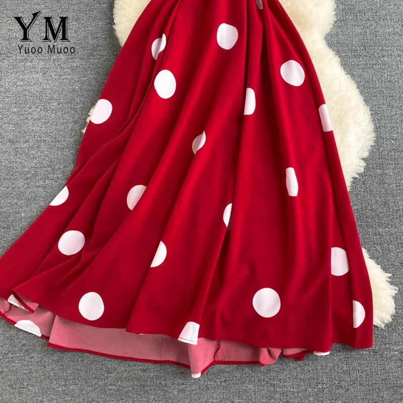 YuooMuoo-robe à bandes, tenue Vintage, à pois, col en V, tenue de soirée, tenue élégante, rouge, été