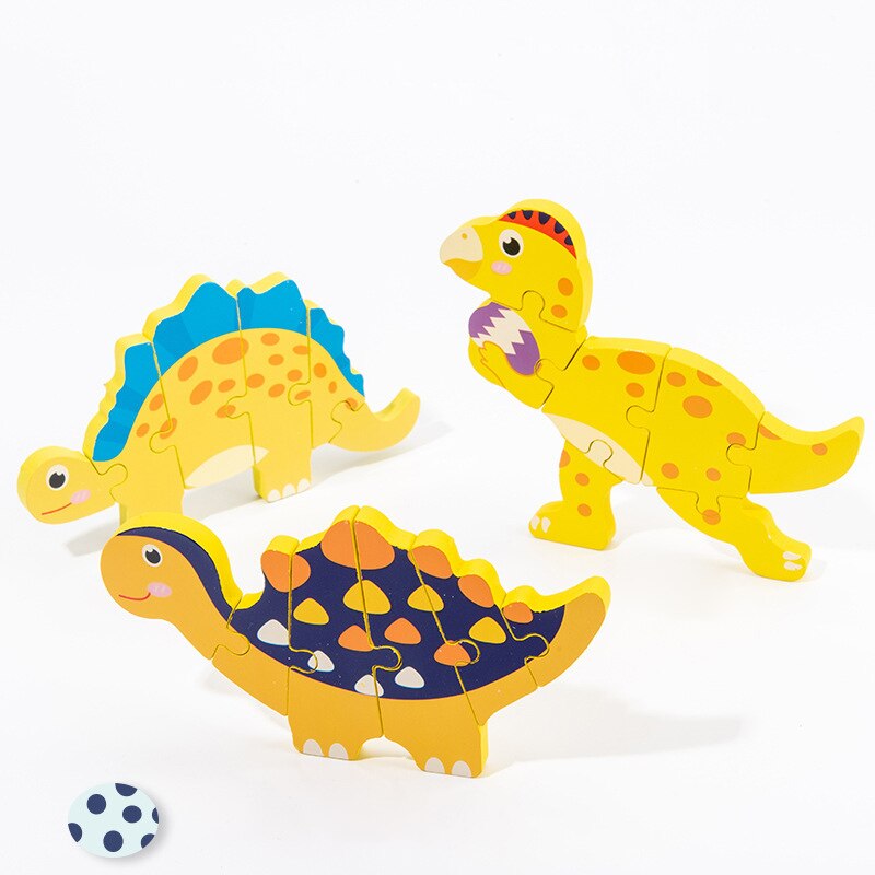 Wooden Puzzle Kids Toy Baby Wood Jigsaw Puzzles Cartoon Dinosaur Animal Early Educational Toys For Children