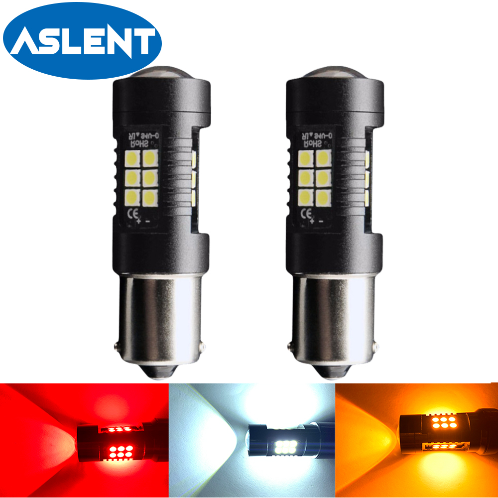 ASLENT 2x lámpara de señal P21w Led Ba15s 1156 Py21w Bau15s bombilla 3030SMD blanco 1157 Led Bay15d P21/5w luz de respaldo de freno de giro 12V