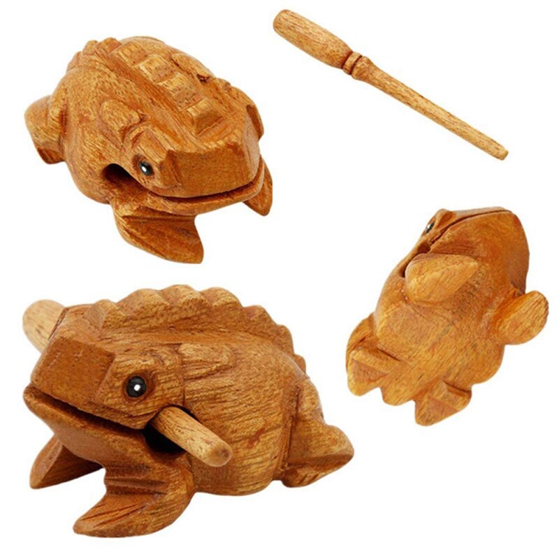 Wooden Frog Musical Instrument, Fortune Frog Decoration Carving Handicraft Percussion Instrument