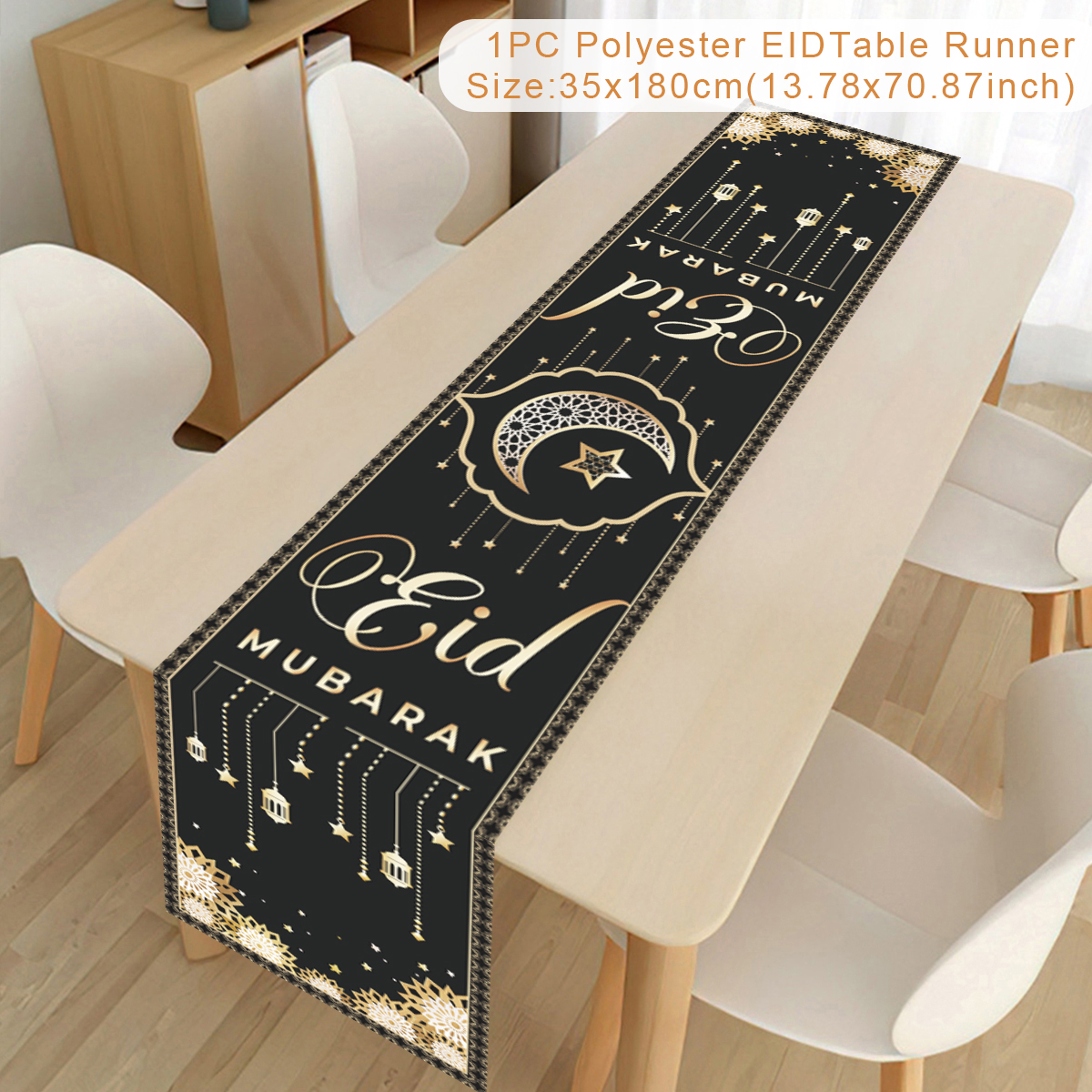 Camino de mesa Eid Mubarak, decoración de Ramadán 2025 para el hogar, Ramadán Kareem, Ramadán Mubarak, musulmana islámica, de Eid al-fitr