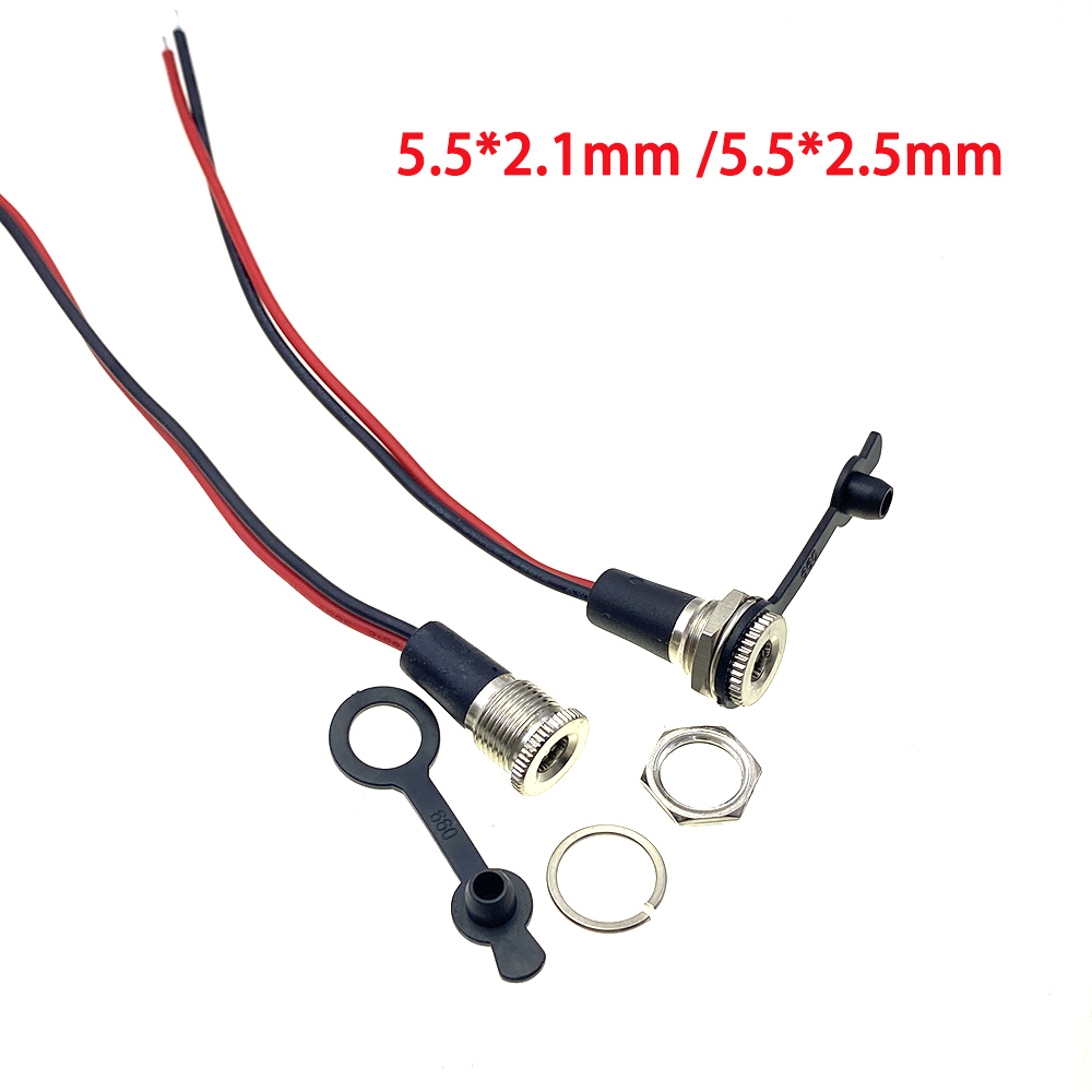 Battery DC Power plug connector for diy dc waterproof jack connector 5.5 X 2.1 mm 5.5X2.5mm with Wire Turmera