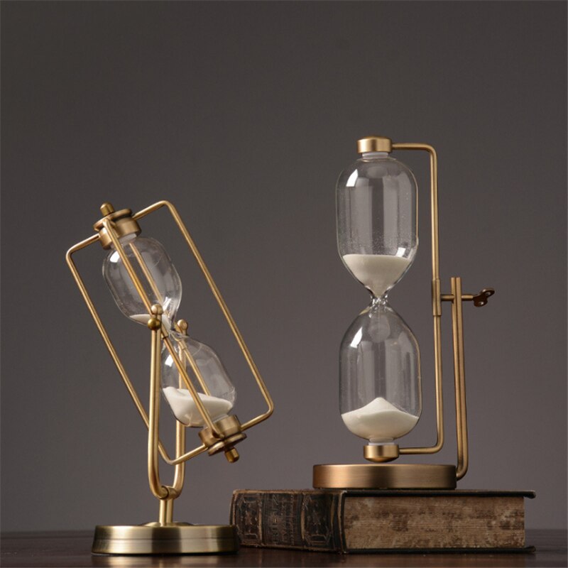 Reloj de arena de Metal, con temporizador de cuenta atrás, decoración de escritorio, decoración del hogar, 15/30/60 minutos