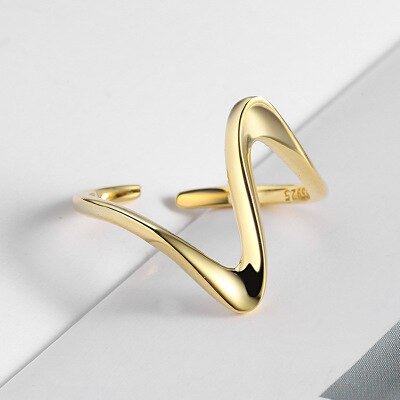 Huanzhi Geometrische Ovale Onregelmatige Curve Glossy Eenvoudige Lijn Persoonlijkheid Verstelbare Opening Ring Voor Vrouwen Partij Sieraden: E