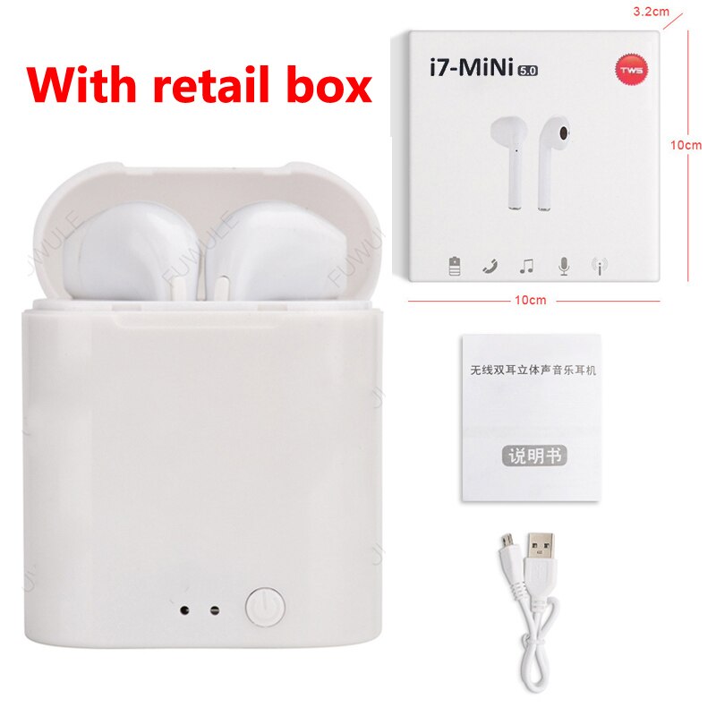 I7s Mini Portable Bluetooth Headphones Wireless Earphones With Charging Box bluetooth Earbuds upgrade Macaroon Candy colors: WHITE with box