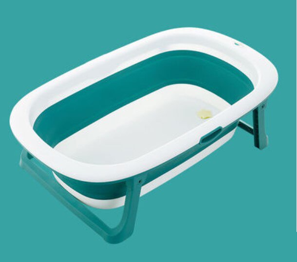 Baby folding bath kids swim tub child portable plastic bath tub: green