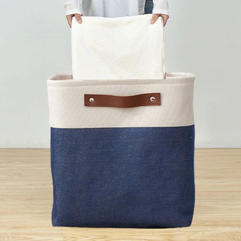 Fabric Large Capacity Laundry Storage Basket Foldable Cotton Organize Box Collapsible Linen Organizing Bag Sundries
