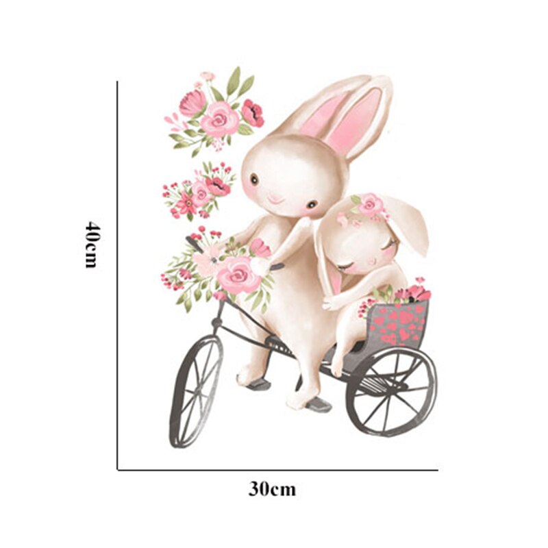 Schattige Konijn Muurstickers Behang Ballet Bunny Stickers Voor Kids Babykamer Muur Decor Cartoon Muur Sticker Home Decoratie: JS091-H