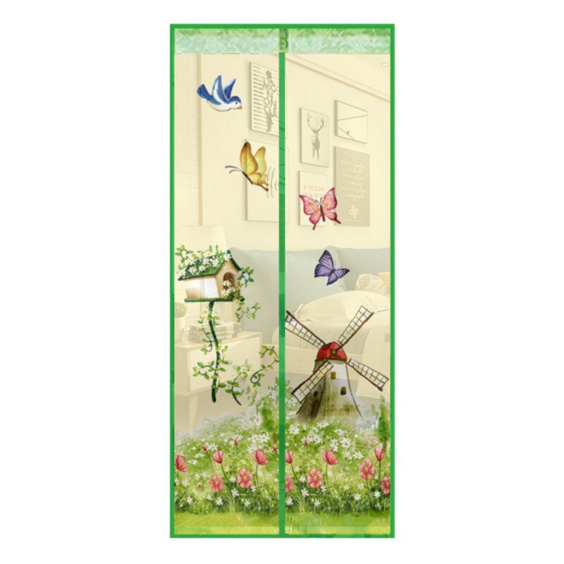 Mosquitera magnética de cifrado, cortina repelente de Mosquitos de estilo de casa con flores, evita que los mosquitos entre en el interior: 85G / 100x210cm