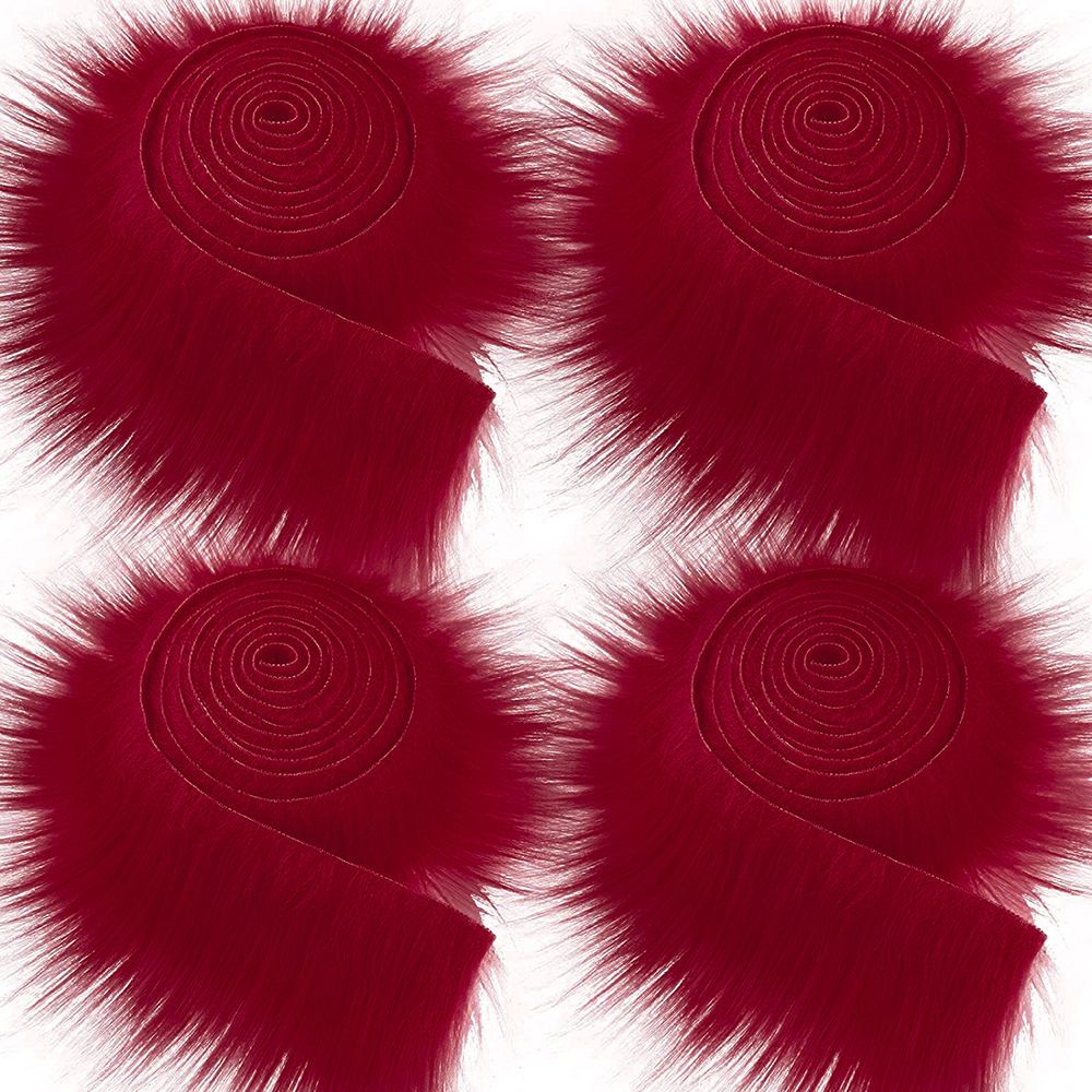 1.5M Faux Fur Lint Tapes Diy Kleding Naaien Pluizige Bekleding Trimmen Stof Woondecoratie Naaien Kostuum Pluche Bont Streep: Wine red