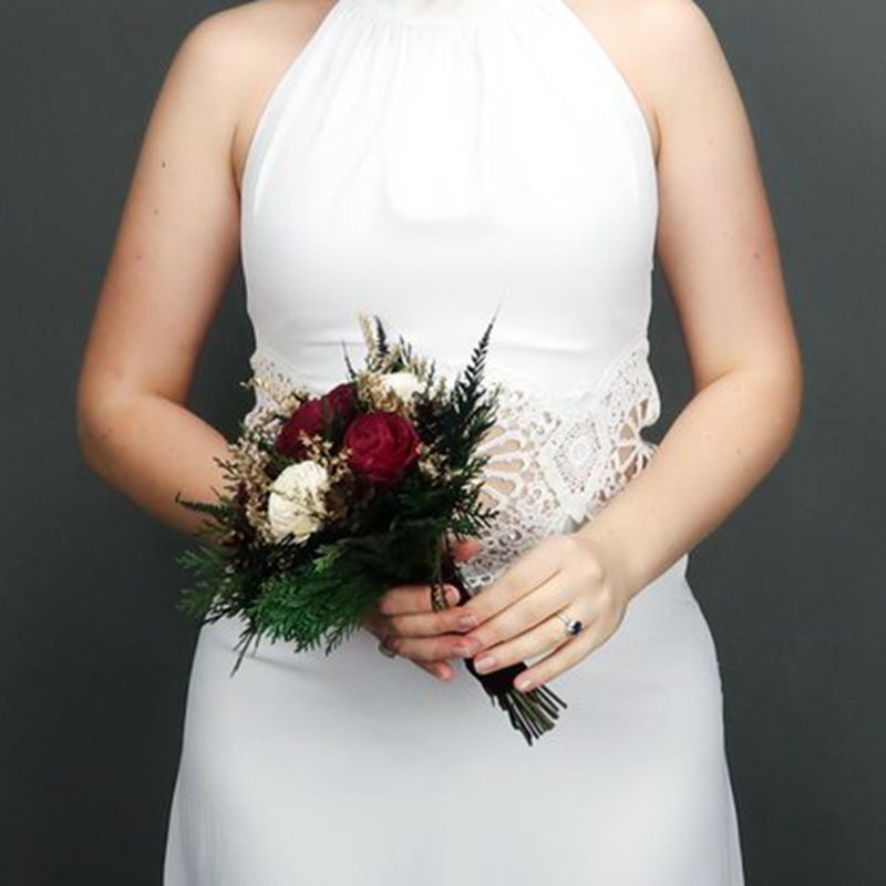 Handgemaakte Rose Kunstmatige bruid Rood Boeket Bruidsmeisje Boeket bruidsboeket boeket mariage ramo de novia Bruiloft bloem