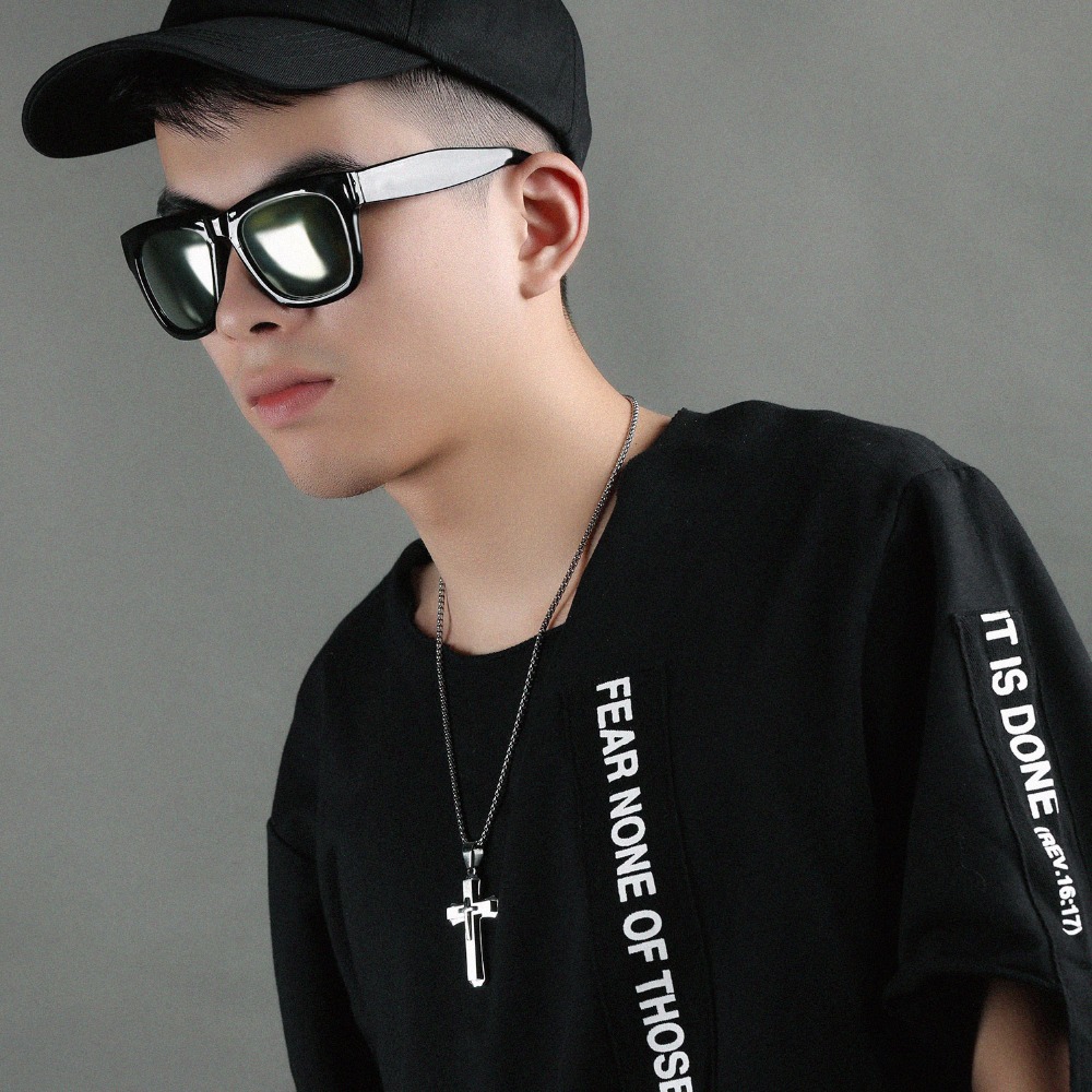 FATE LOVE Brand Statement Cross Necklaces & Pendants for Men Male Punk Stainless Steel Chain jewelry silver color golden