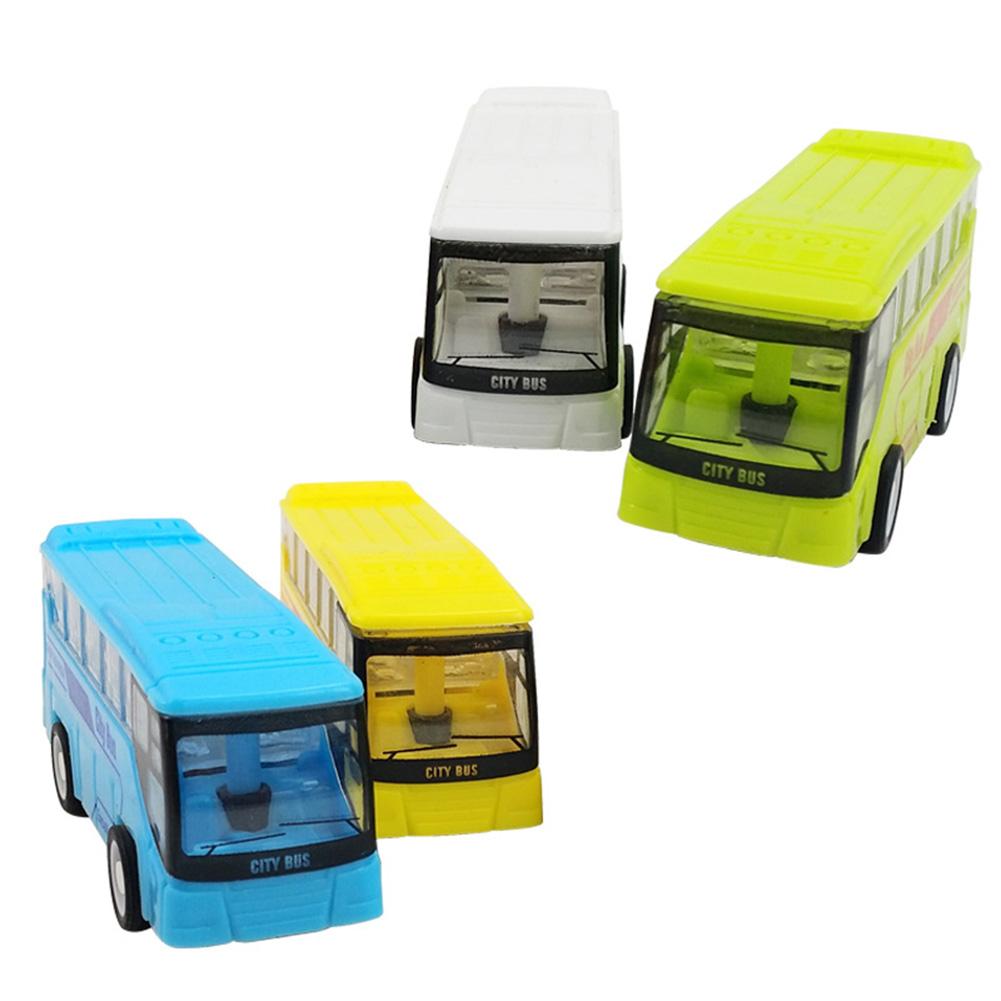 Kleine Simulatie Pull Back City Bus Model Mini Draagbare Cartoon Plastic Puzzel Speelgoed Auto Voor Kinderen Spelen Speelgoed Willekeurige Kleuren