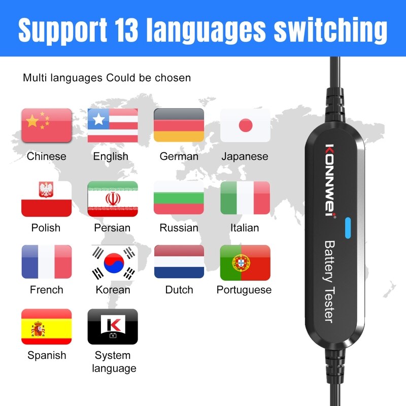 Car Battery Tester Quick Check Lead-Acid Starting Battery Analyzer Electric Quantity Detector for 12V Heavy-Duty