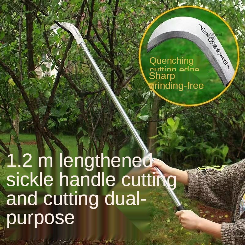 Multifunctional Harvesting Weeding Fishing Long-Handled Scythe Lawn Mower Chopping Hatchet Corn Outdoor Agricultural Tools