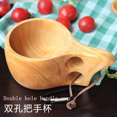 Portable hand-wood Environmental Milk 3D Beer Bottle outdoor travel Water glass wedding decoration: Double hole handle