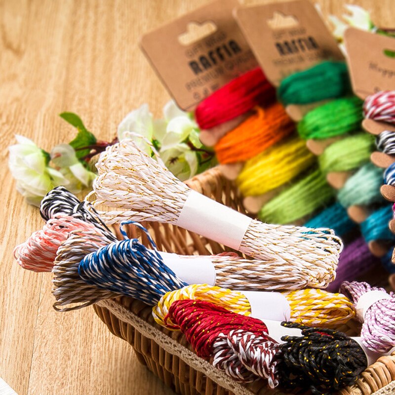 1 bundle 10 meters Natural Lafite Straw Rope String 2mm Rustic Wrap Packaging Line Wedding Decoration