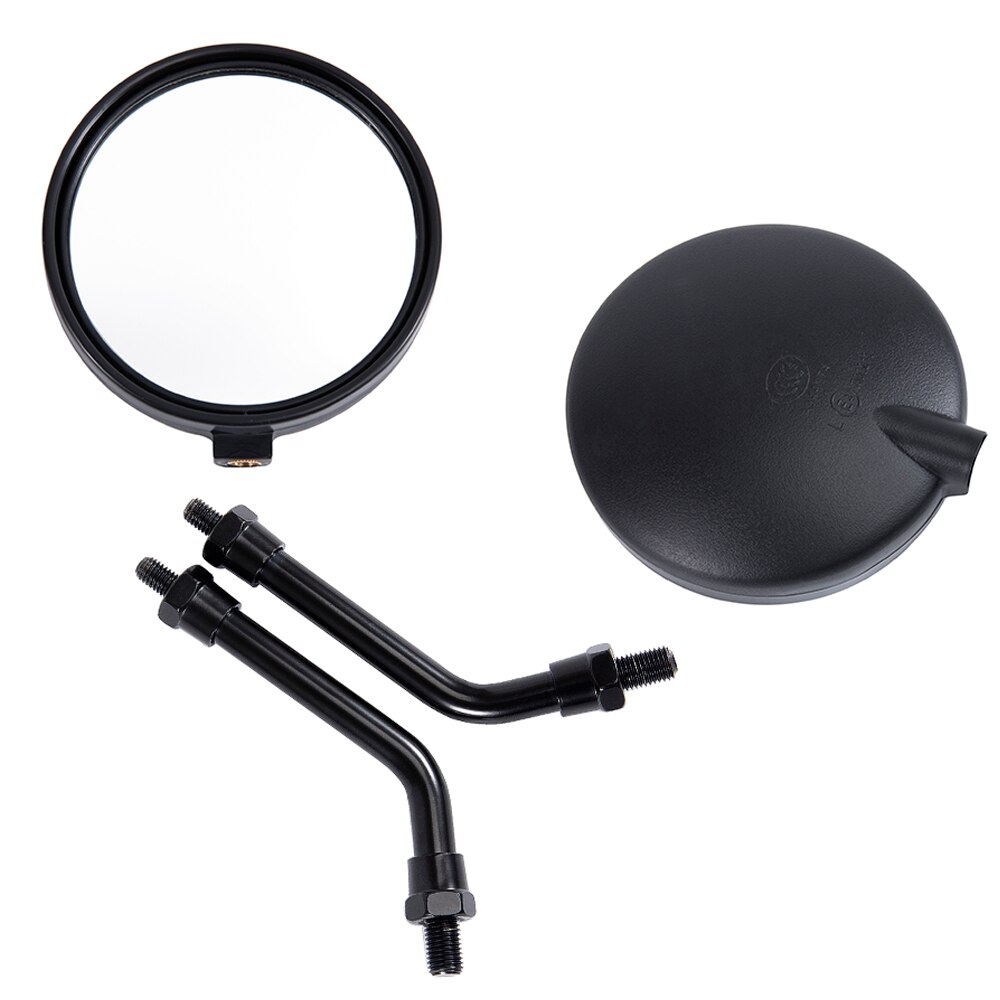 2Pcs Universal Motorcycle Zwarte Ronde Spiegel Fit Voor Meest 10Mm Draad Dia Achteruitkijkspiegel Zijspiegels