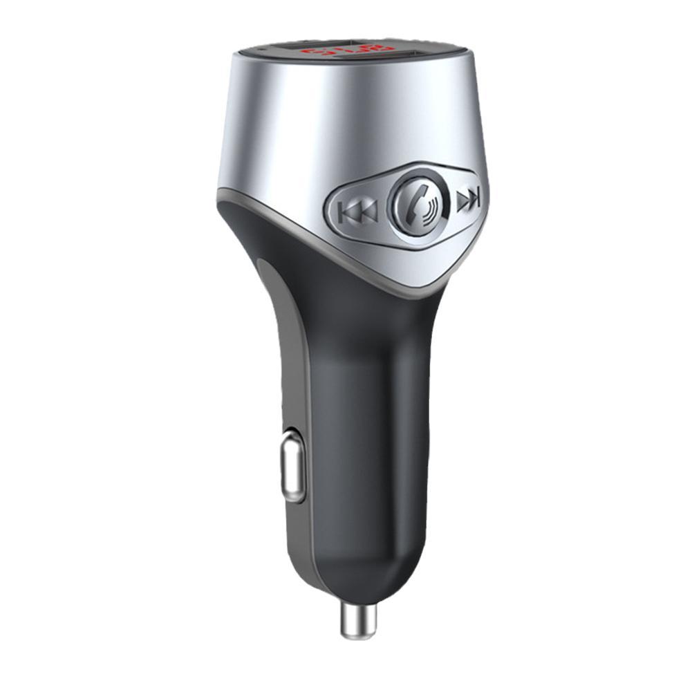 Car Mp3 Multifunctional C5 Bluetooth Player Bluetooth Car disk Hands-free Dual Charger playback USB3.1A charging/U 5.0 Blue D0Y6: silver