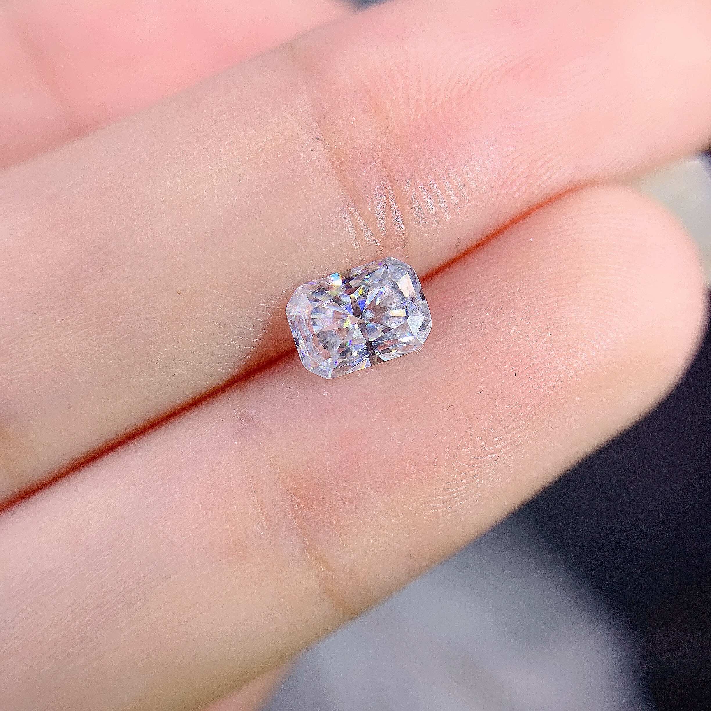 1,0 CT Raydeen Schneiden Rechteckigen Mosan Diamant nackt Stein 5x7mm Hohe Feuer Farbe SchöNe Schneiden Kann genommen in Groß