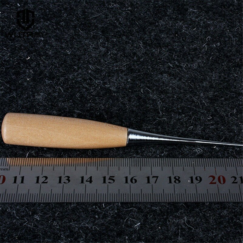 Awl Pinpoint Hole Punching Scratch Tool For Canvas Shoes Repair Threader Stitch Needle Wooden Handle Leather Awl Stitching Tool