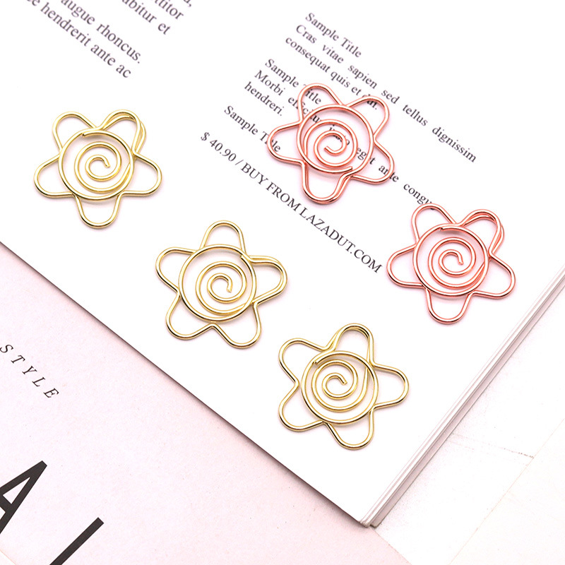 Plum Blossom Shaped Paper Clip Metal Special Paper Clips Office Paper Pins Stationery For School Supplies Office Accessories