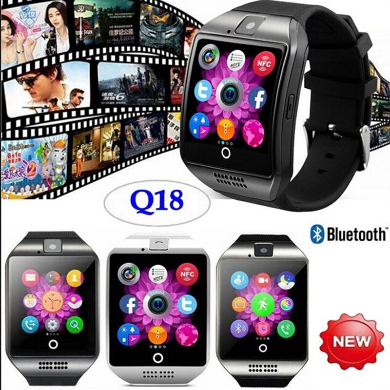 Smartwatch Q18 Smartwatch Ondersteuning Sim Tf Card Call Push Bericht Camera Bluetooth-connectiviteit Voor Android Ios Telefoon Touch Screen