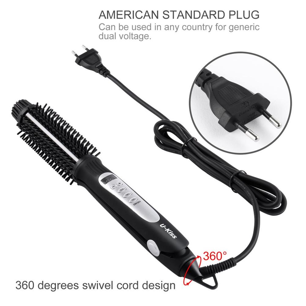 Rulos y alisadores de pelo de cerámica u-kiss, plancha de pelo de cerámica iónica, calentamiento rápido, pantalla LCD termostática de 3 grados