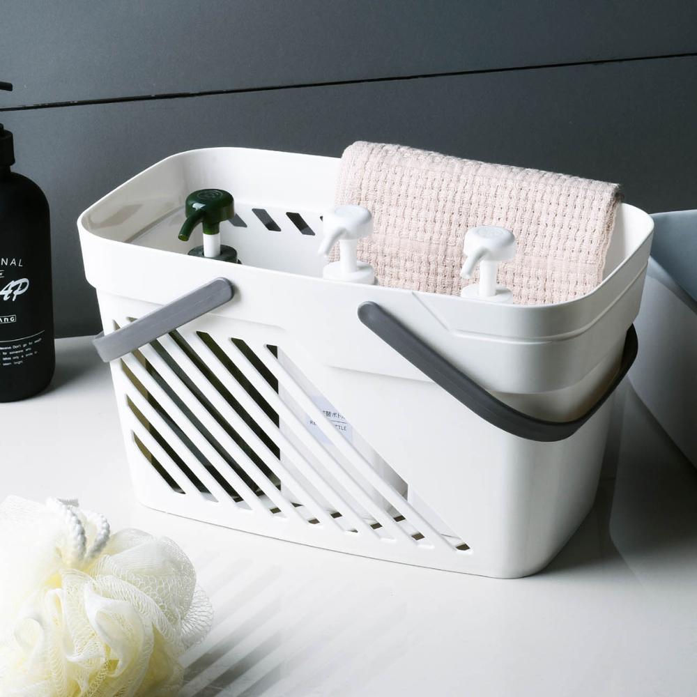 Plast badekar kurv bærbar brusebad opbevaring kurv med håndtag shampoo arrangør desktop opbevaringsæske tilfældet badeværelse tilbehør