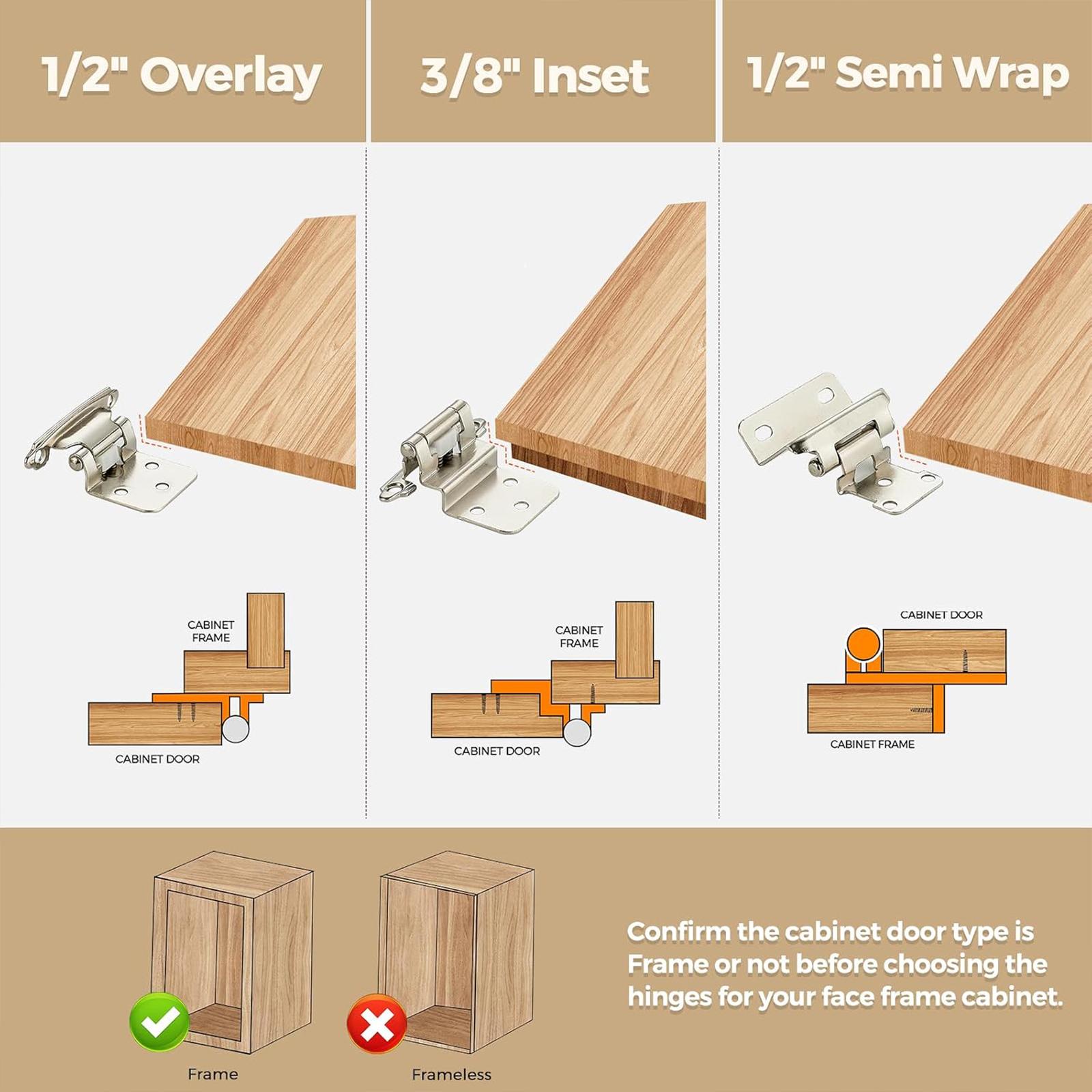 Bisagras para puertas de gabinete, 10 piezas, fáciles de instalar, cierre silencioso y suave para RV, acero laminado en frío, accesorios semis ocultos versátiles