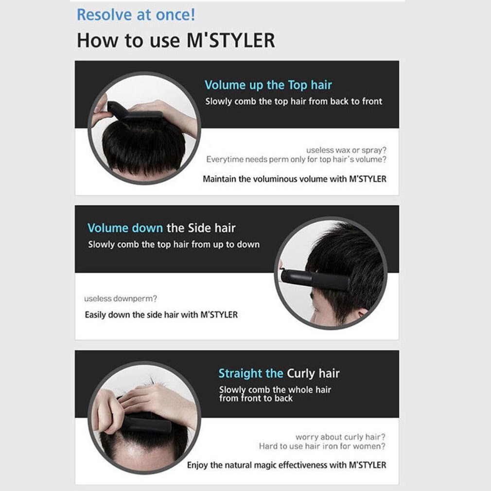 Professionelle Männer Wärme Haar Styling Keramik Glätteisen Multifunktionale Haar Kamm Pinsel Haar Volumize Begradigen