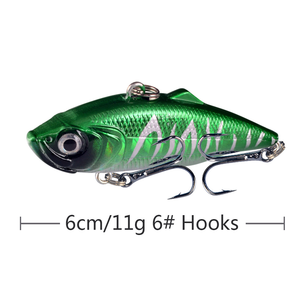 Señuelo de pesca con vibración VIB, 6cm, 11g, fundición larga, Rattlin Iscas, Wobbler Artificial, cebo duro de plástico, aparejos de carpa para nadar, 1 Uds.: Marrón claro