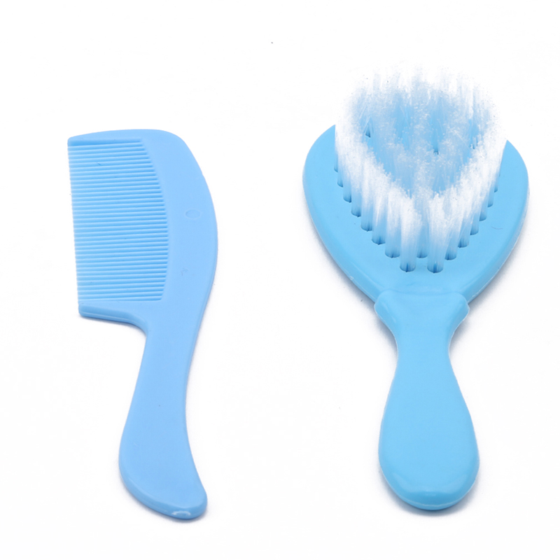 2pcs / Set Newborn Baby Hair Brush Soft Baby Comb Head Scalp Massager Tool Set Baby Kids Hair Care: blue
