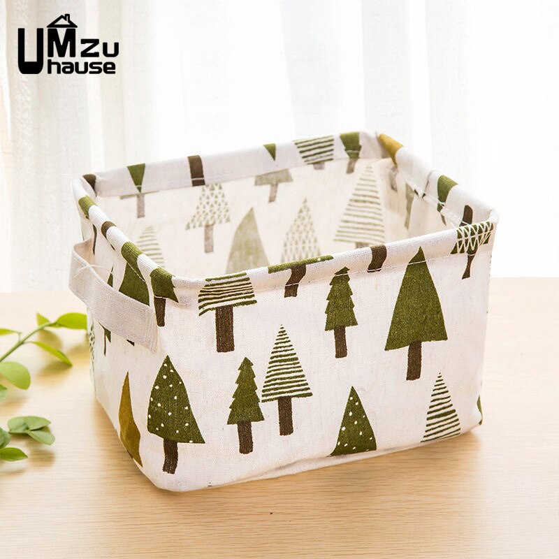 Katoen Linnen Dozen Cosmetische Make Organisatoren Flamingo Eenvoudige Magazijnbakken Home Office Organisatie Meisjes Bureau Tafel Fold Case: Christmas tree
