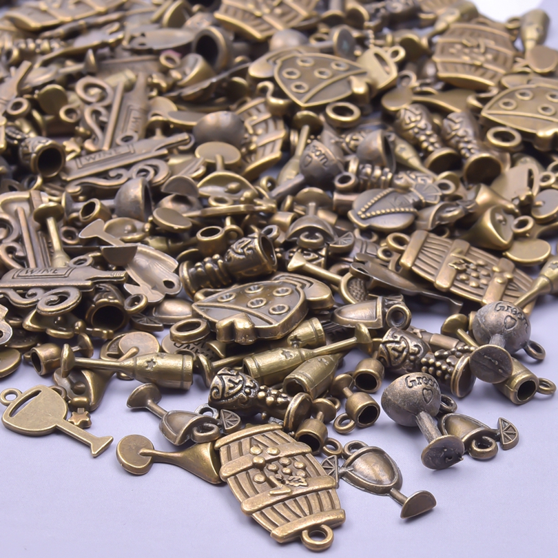 Mélange de breloques vintage pour bijoux, style, soleil, lune, chapeau, masque, notes de musique, ciseaux, araignée, outils de réparation, couverts, pendentif, bricolage, exécutif: Plaqué de cuivre antique