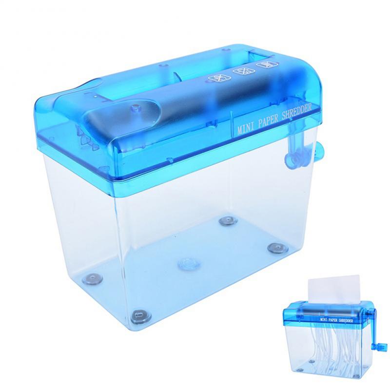 Strip-Cut Paper, Mini Hand Crank Paper Shredder Paper Cutting Transparent Home Office Shredder for A6, Folded A4 Paper