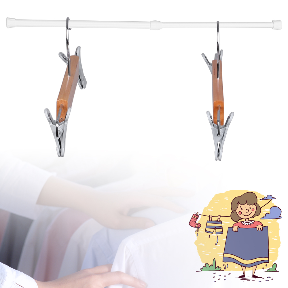 Flerbruks uttrekkbar stang fjærbelastet gardingarderobe teleskopstikker nett voile spenningsskinne stang hengende justerbar stang