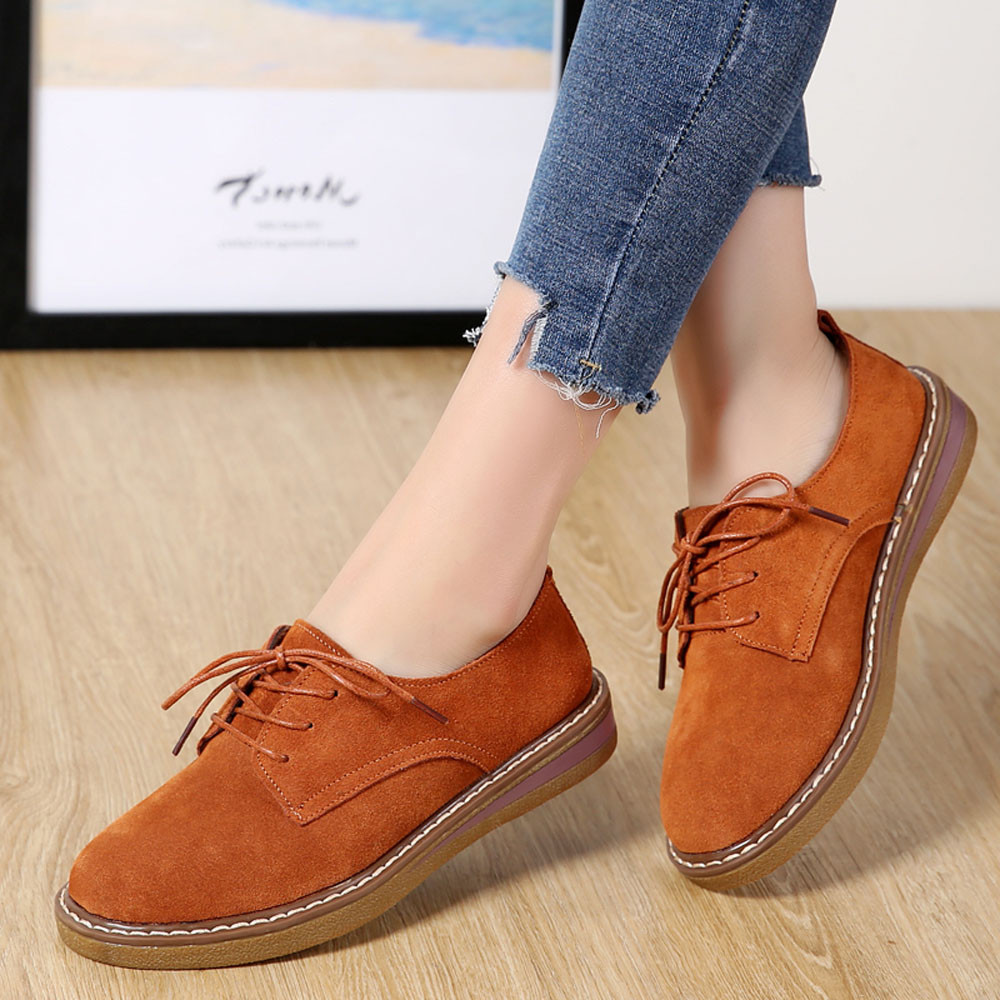 Plattform Oxford schuhe für frauen Turnschuhe Schuhe Wildleder Spitze hoch Stiefel Schuh Runde Kappe Wohnungen Schuh zapatos mocasines de mujer # y2