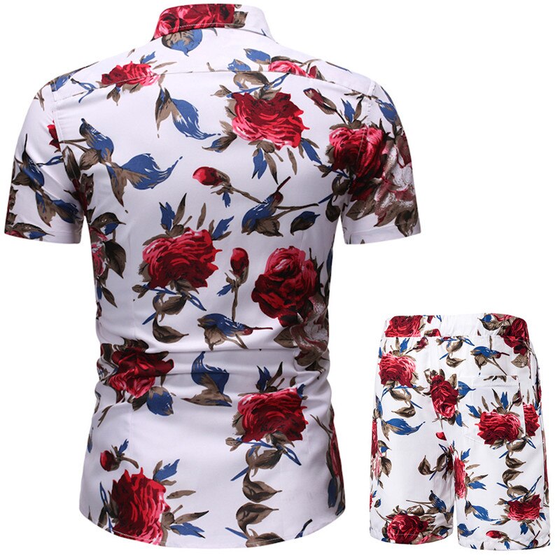 Conjuntos de verano para hombres, camisa hawaiana con estampado Floral y pantalones cortos, ropa de playa para hombres, ropa de vacaciones, conjunto de dos piezas 3XL