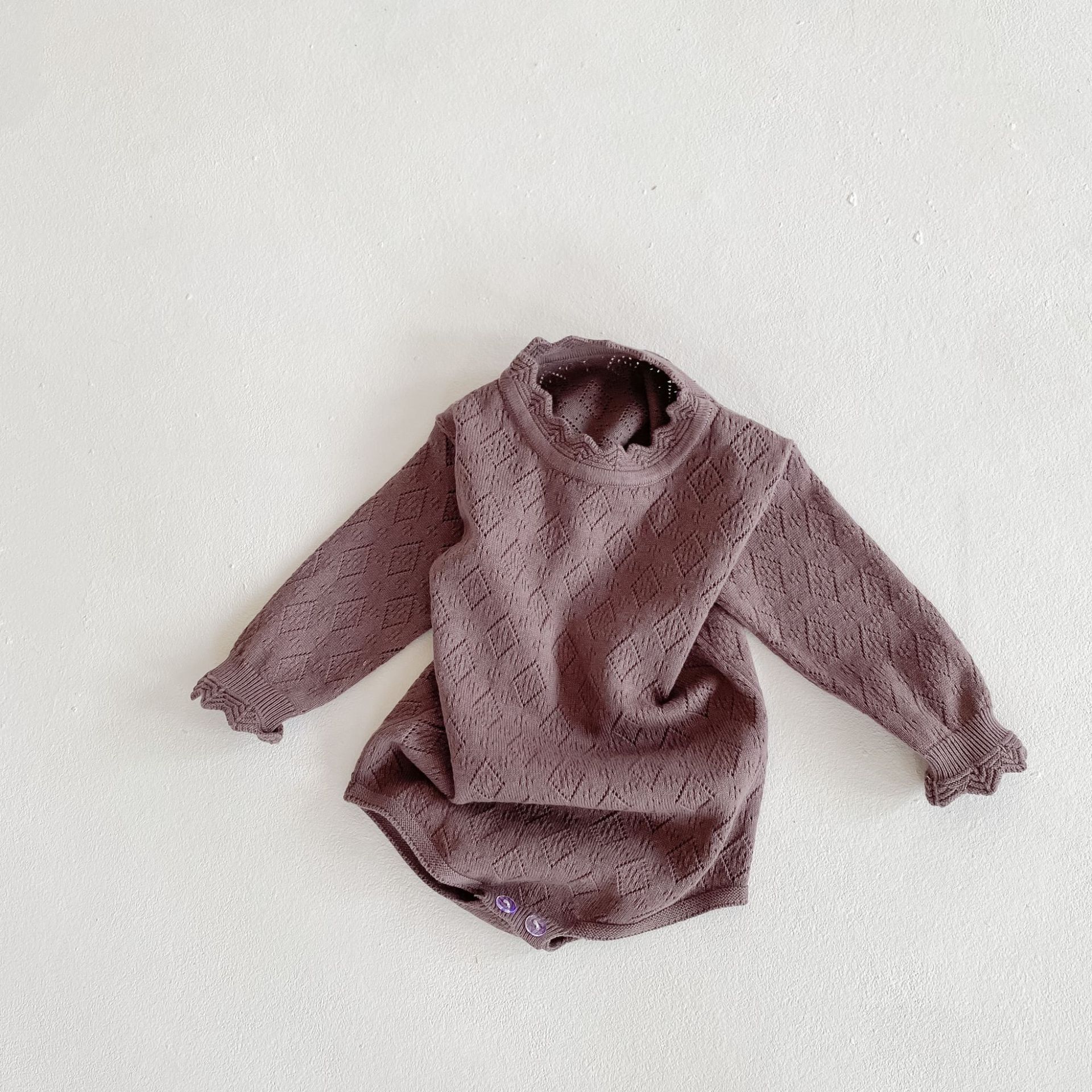Baby Jongens Meisjes Kleding Herfst Winter Bodysuits Kids Meisje Lange Mouwen Effen Kleur Jumpsuits Gebreide Holle Diamant Kleding