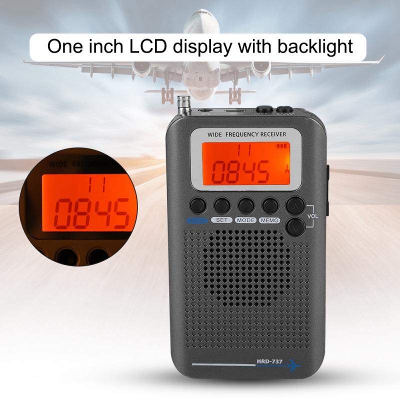 HRD-737 Aircraft Full Band Radio Receiver VHF Band Radio Recorder for AIR/FM/AM/CB/VHF/SW Radio Portable Radio World Band