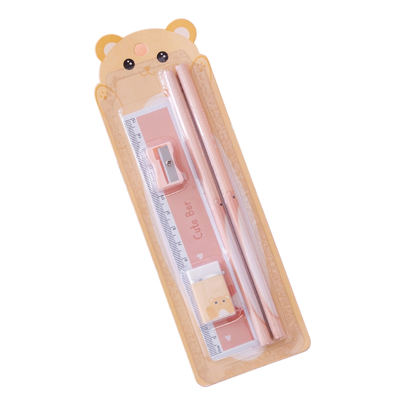 39XC 5PCS Multifunctional School Office Stationery Set Included Pencils Eraser Ruler