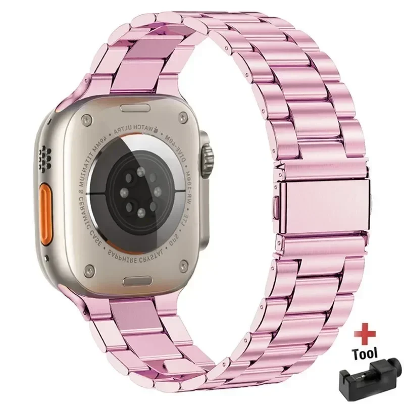 Rustfri stålrem til apple watch-rem 44mm 45mm 38-42-40-41mm metalledarmbånd iwatch-serie 10 8 7 6 5 4 3 se ultra 49m