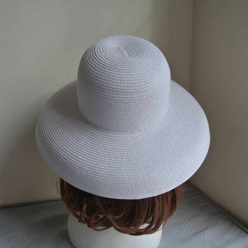 Sombrero parasol Vintage para señora, Color puro, estilo Hepburn, vacaciones 56-58CM, temperamento , de verano, sombrero de paja de: White